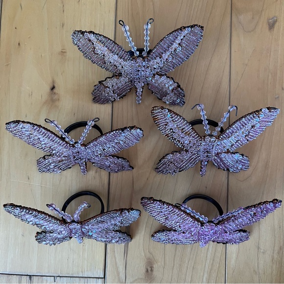 Beaded Butterfly Napkin Rings (Set of 5) - Picture 6 of 10
